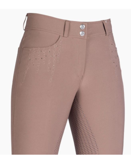 HKM rijbroek Lavender Bay, siliconen full seat, Taupe