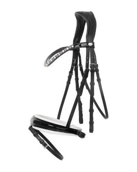 Kavalkade hoofdstel Liliana, zwart lak/wit onderlegd