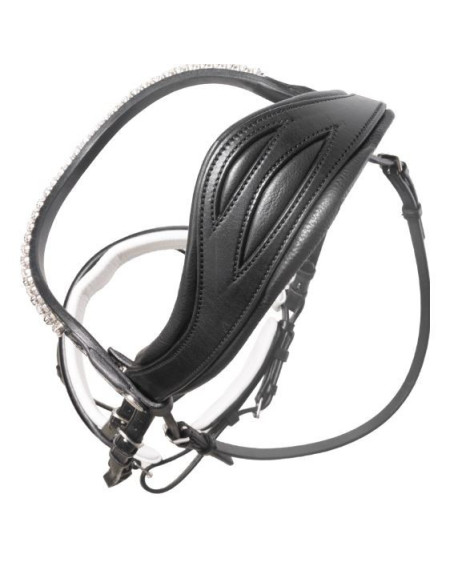 Kavalkade hoofdstel Liliana, zwart lak/wit onderlegd