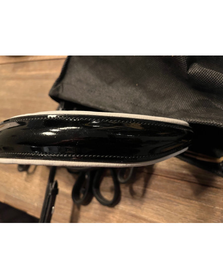 Kavalkade Stang- en Trenshoofdstel Antonia, Zwart/witte lak neusriem, Zwart