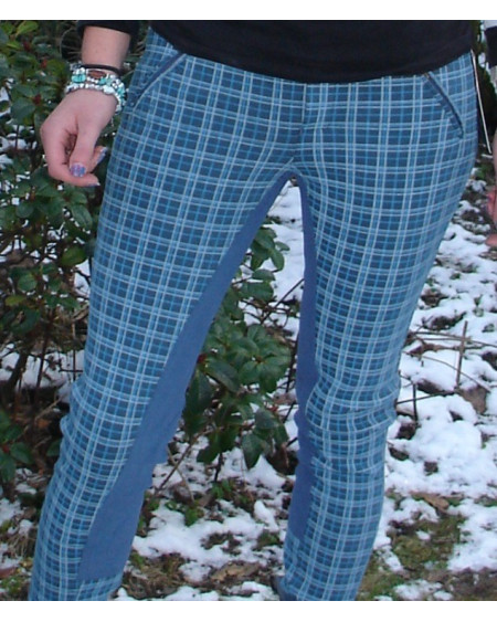 Horze rijbroek NAUWE pasvorm, petrol geruit