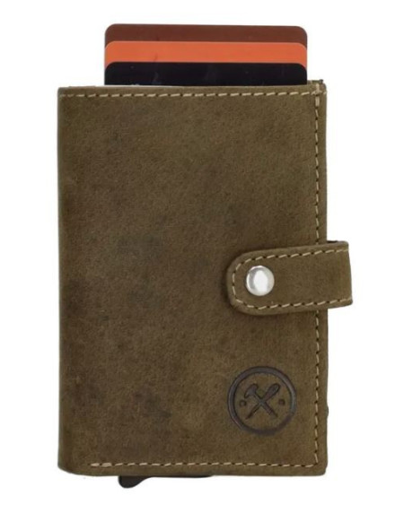 Hide & Stitches Giftset Hide & Stitches Idaho safety wallet & sleutelhanger 20208, Olijfgroen