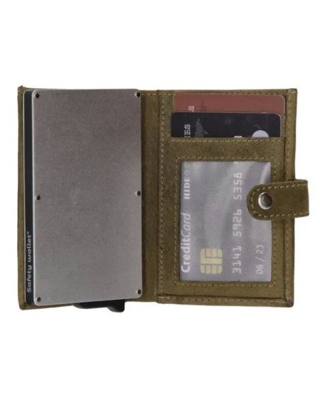 Hide & Stitches Giftset Hide & Stitches Idaho safety wallet & sleutelhanger 20208, Olijfgroen