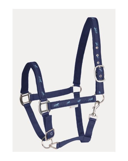 Waldhausen Halster met Paardenmotief, Blauw