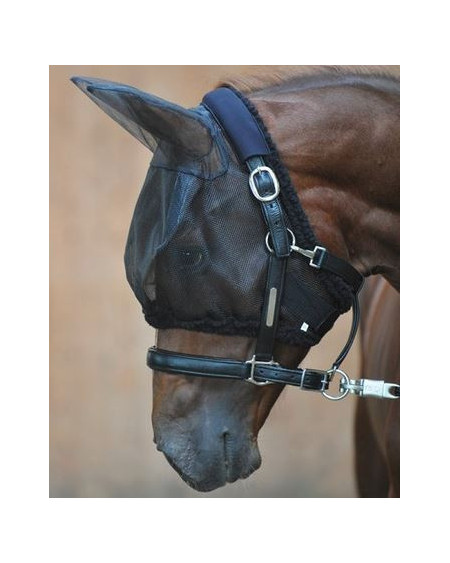 Kavalkade vliegenmasker met oren en bevestiging aan halster, Zwart