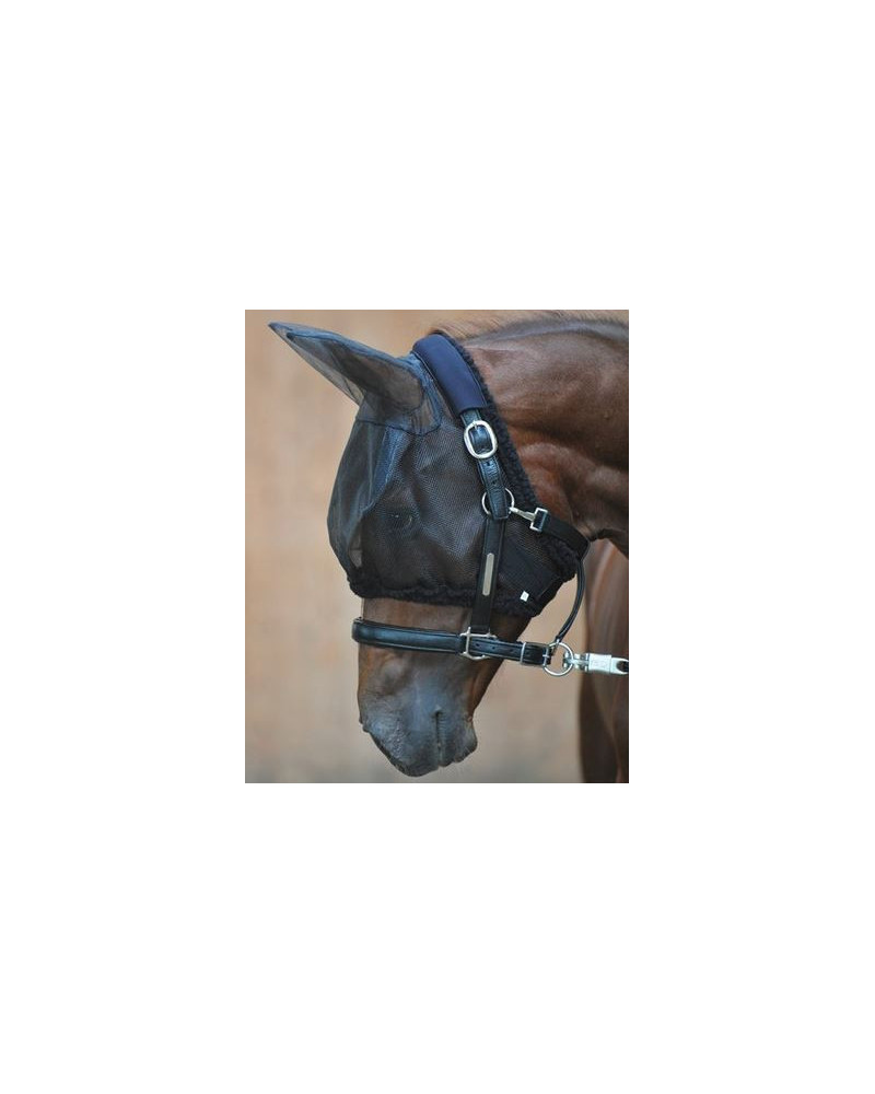 Kavalkade vliegenmasker met oren en bevestiging aan halster, Zwart