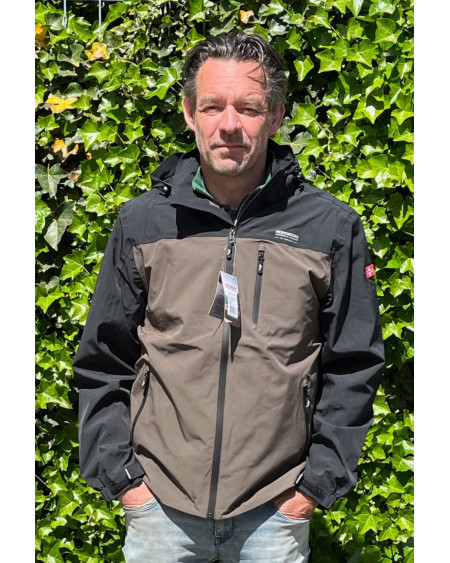 Nordberg WATERDICHT Softshell/Mesh herenjack David, Zwart/Taupe