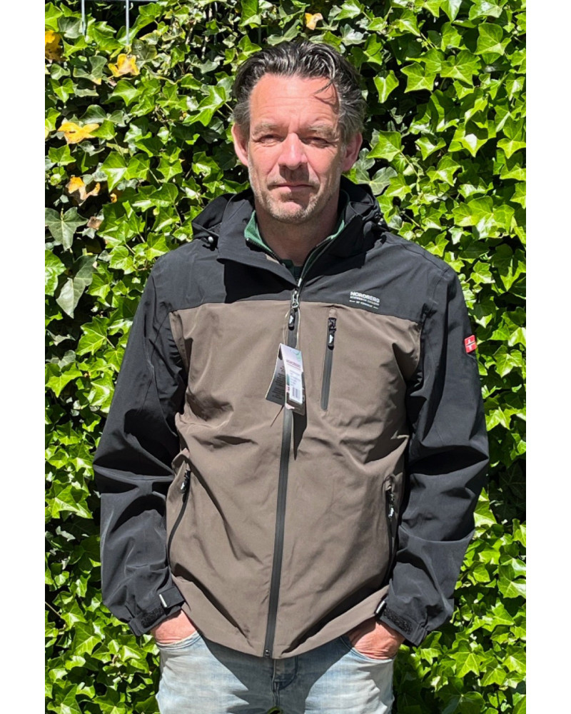 Nordberg WATERDICHT Softshell/Mesh herenjack David, Zwart/Taupe