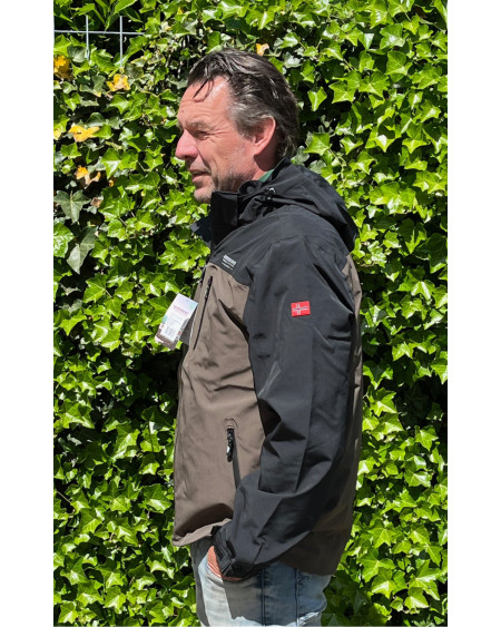 Nordberg WATERDICHT Softshell/Mesh herenjack David, Zwart/Taupe
