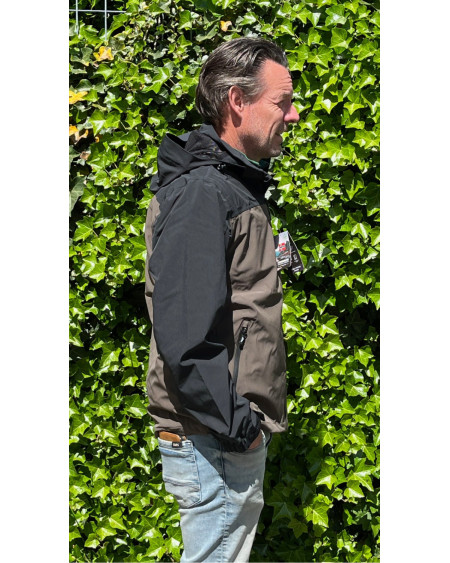 Nordberg WATERDICHT Softshell/Mesh herenjack David, Zwart/Taupe
