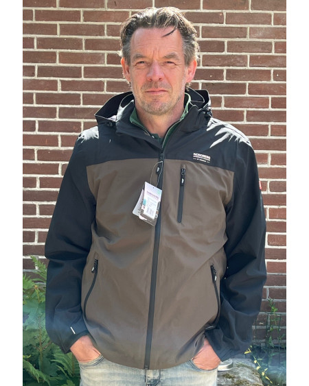 Nordberg WATERDICHT Softshell/Mesh herenjack David, Zwart/Taupe