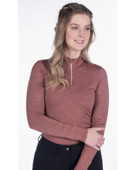 HKM functioneel shirt Rosewood Melange, Roestrood