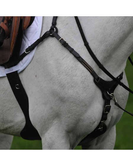 Kavalkade SecureX springsingel met buikflap en borsttuig, Bruin/Marine