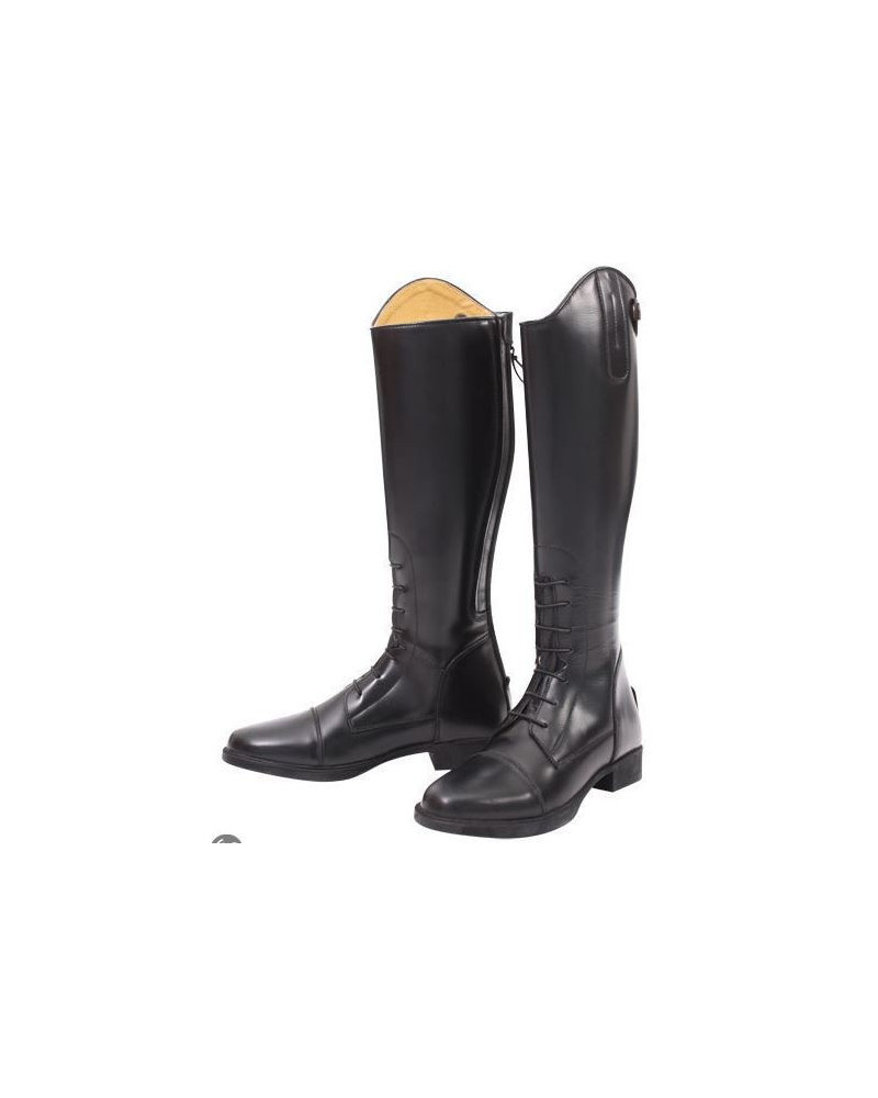 QHP Jildou leren rijlaars, Zwart, 40 Wijd (48 hoog/37 wijd)