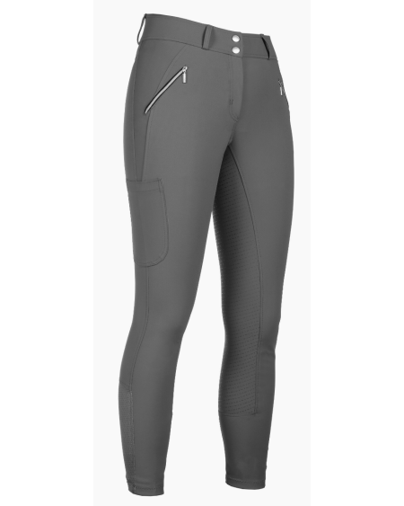HKM Rijbroek Lia High Waist, siliconen zitvlak, Grijs