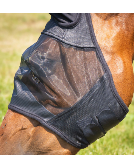 Harry's Horse vliegenmasker Flyshield met neusstuk, bamboo lining, Zwart