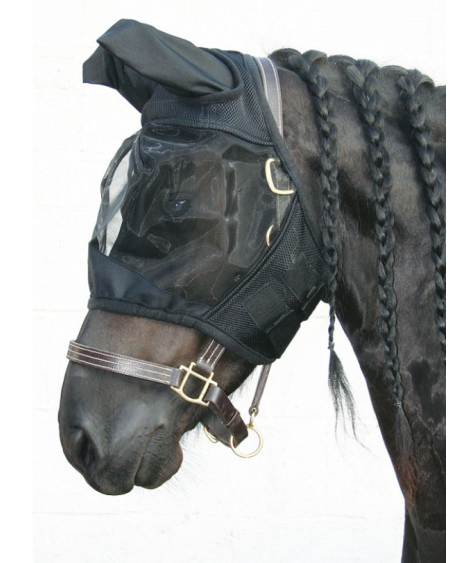 Harry's Horse vliegenmasker Flyshield met neusstuk, bamboo lining, Zwart