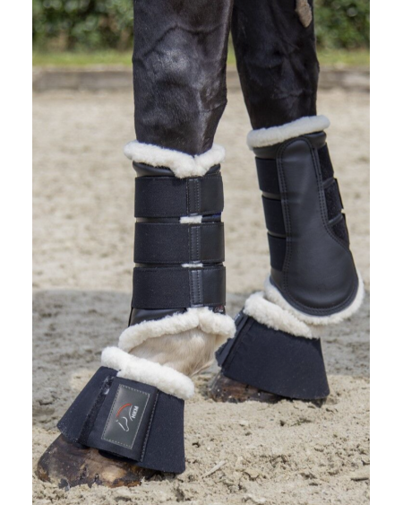 HKM Beenbeschermers Comfort met kunstbont, Zwart